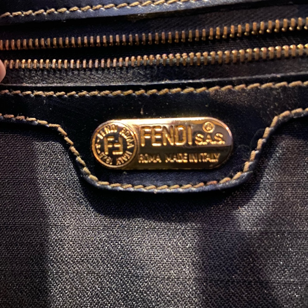RARE Vintage 80s FENDI Pequin Stripe Crossbody Bag-Leather Letter Logo-SAS Roma - Picture 2 of 14
